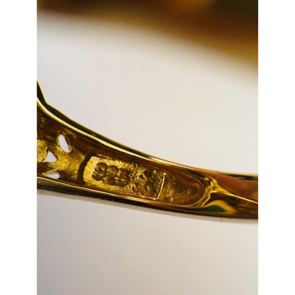 Estate Gold Over Sterling Silver Emerald & CZ Statement Ring, Size 6, 6.82g, Fil - Picture 7 of 10